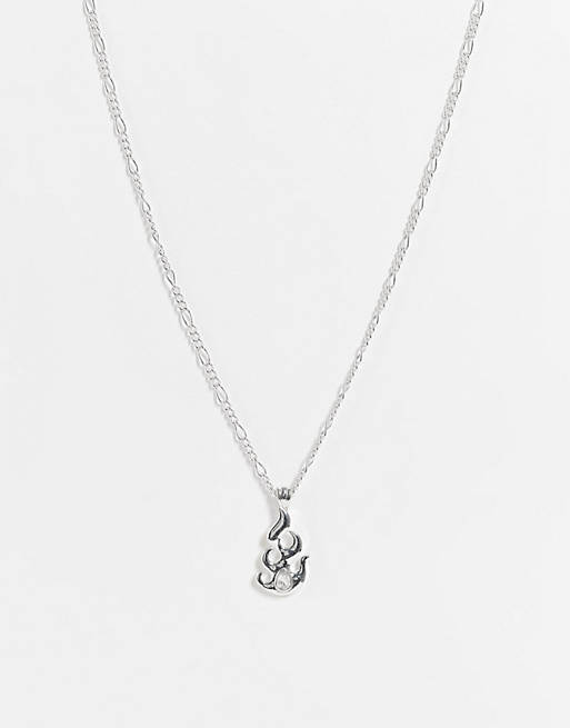 Jewellery WFTW flame pendant necklace in silver 