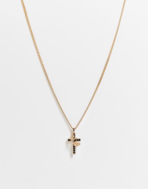 WFTW - Ketting met hanger met kruis en kroon in goud