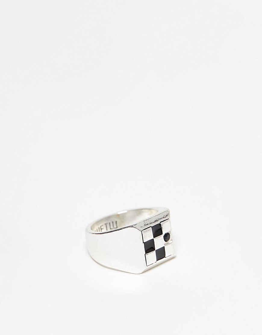 WFTW Leisure club checker signet ring in silver