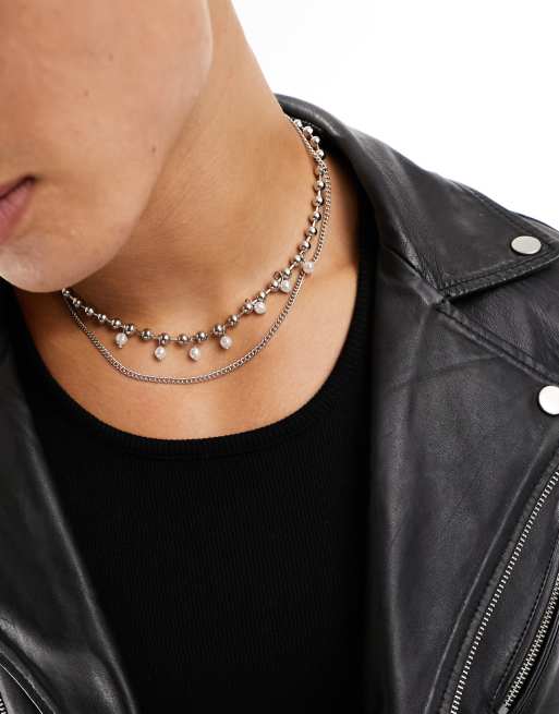 WFTW - Majestic - Catenella a sfere multifilo color argento con perle 