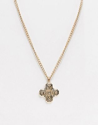 WFTW neckchain in gold with chunky cross pendant | ASOS