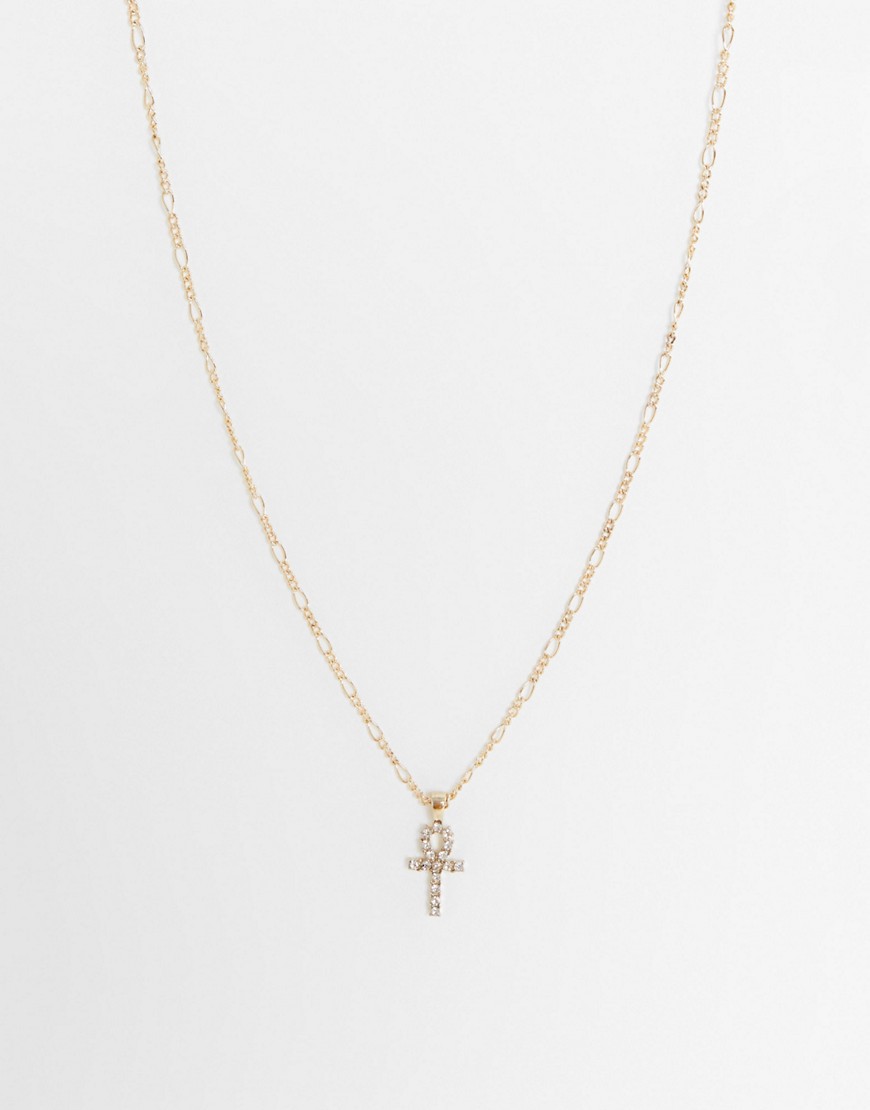 WFTW neckchain in gold with diamante ankh pendant