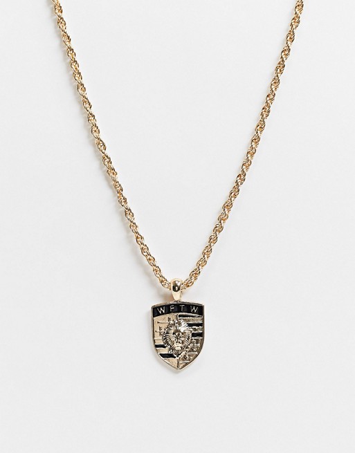 WFTW neckchain in gold with lion shield pendant