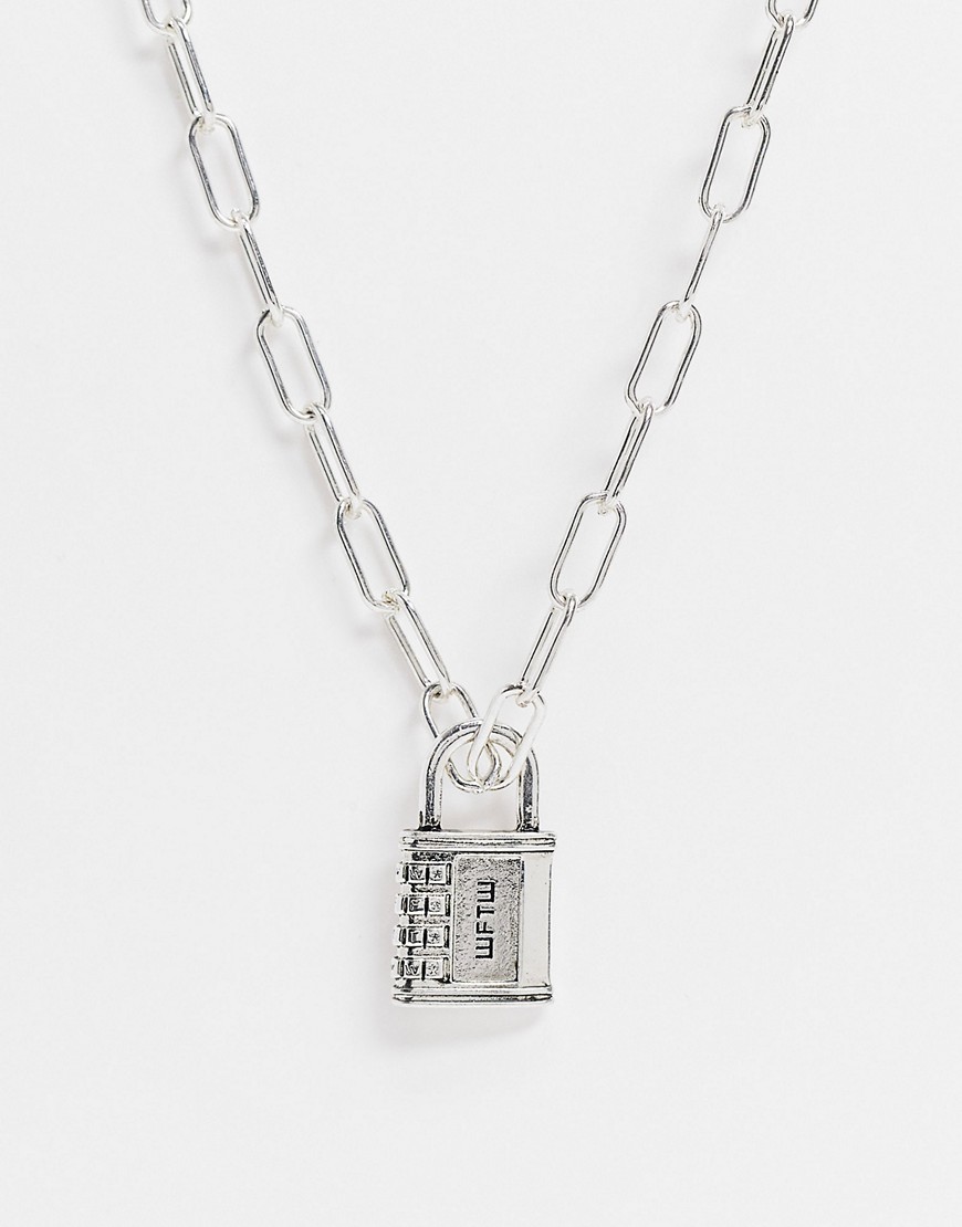 WFTW neckchain in silver with combination padlock pendant