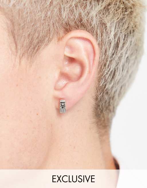 WFTW - Orecchino a bottone argento a forma di cellulare