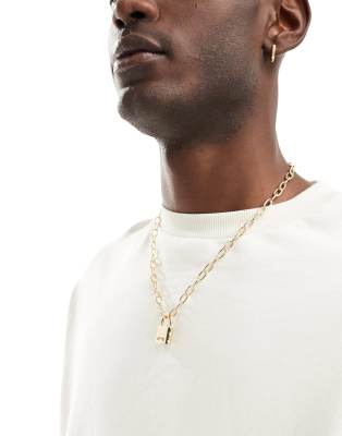 WFTW padlock pendant necklace in gold - ASOS Price Checker