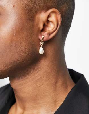 WFTW WFTW pearl and crystal earring set in gold