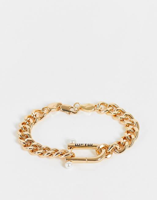 Jewellery WFTW pearl clasp bracelet in gold 