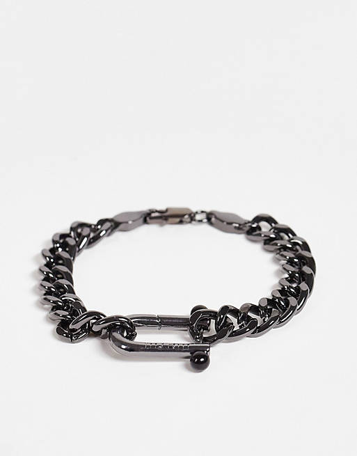 Jewellery WFTW pearl clasp bracelet in gunmetal 