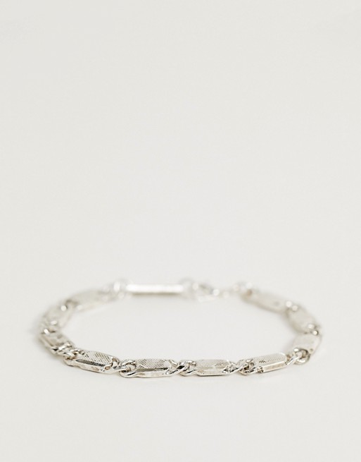 WFTW rectangle link chain bracelet in silver