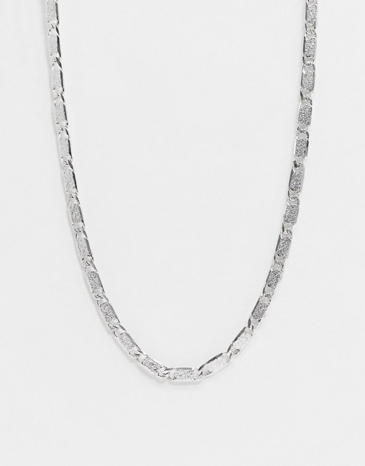 WFTW rectangle link neck chain in silver