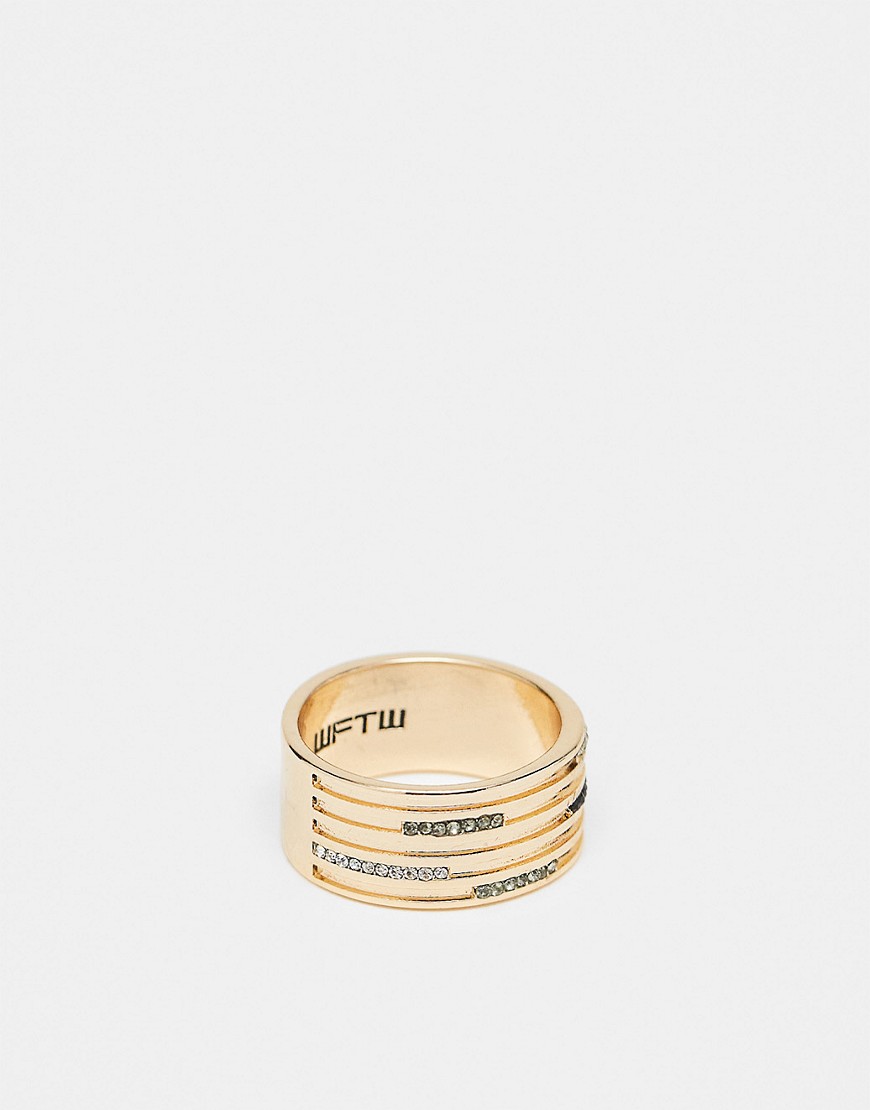 WFTW ring with crystal banding in gold
