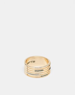 WFTW ring with crystal banding in gold