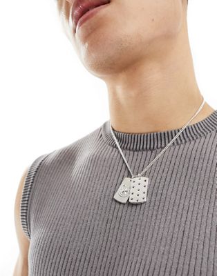 rodeo double dog tag necklace in silver
