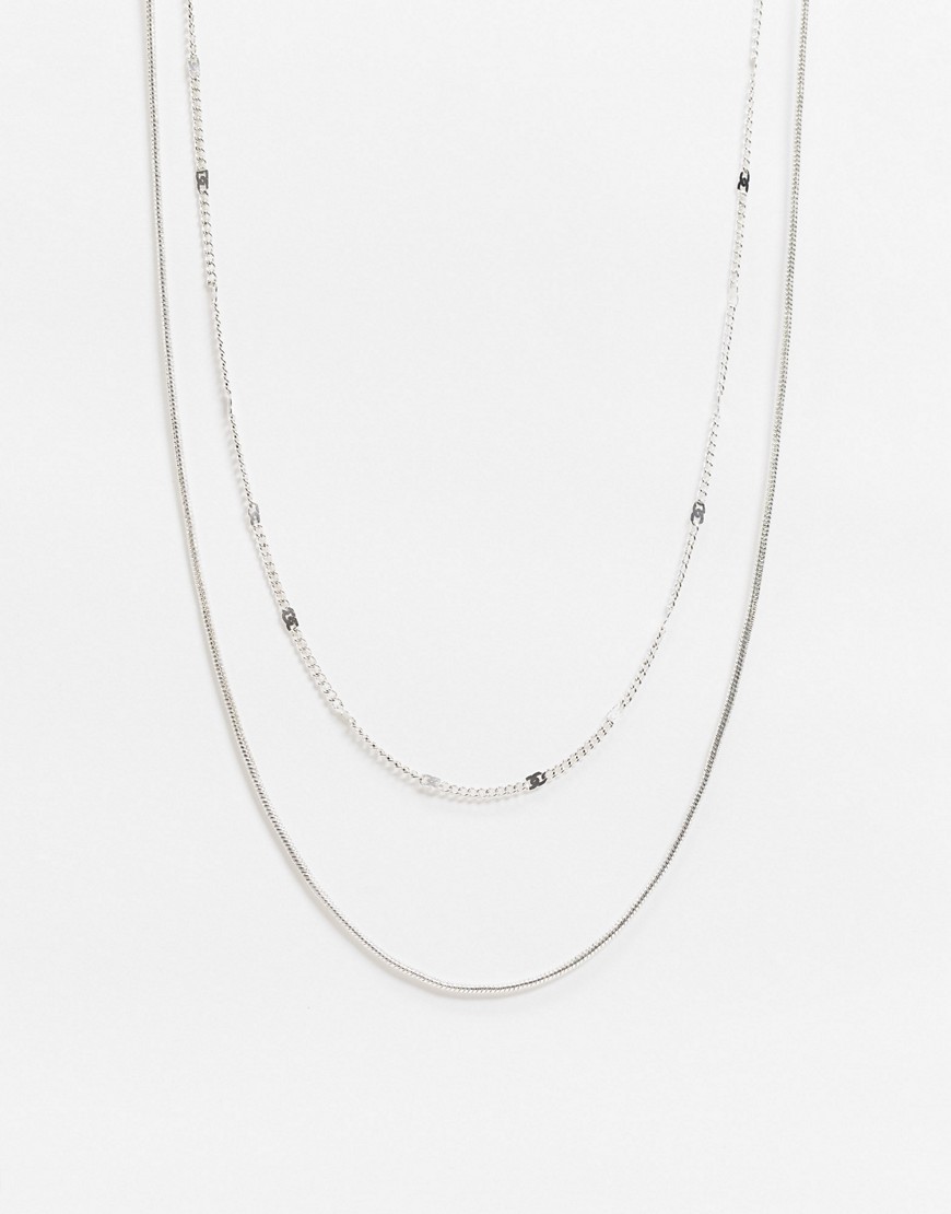 WFTW – Silverfärgad flerradig halskedja med små hänglåslänkar