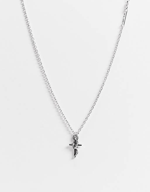WFTW snake wrapped cross pendant in silver