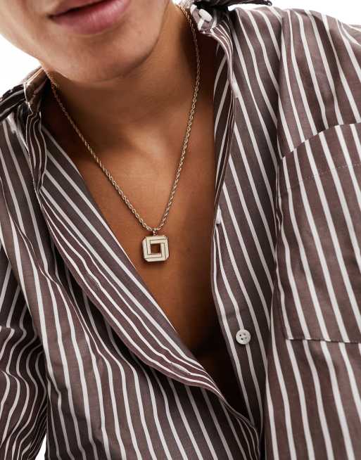 WFTW - Spectrum - Collana color crema e color oro con ciondolo quadrato