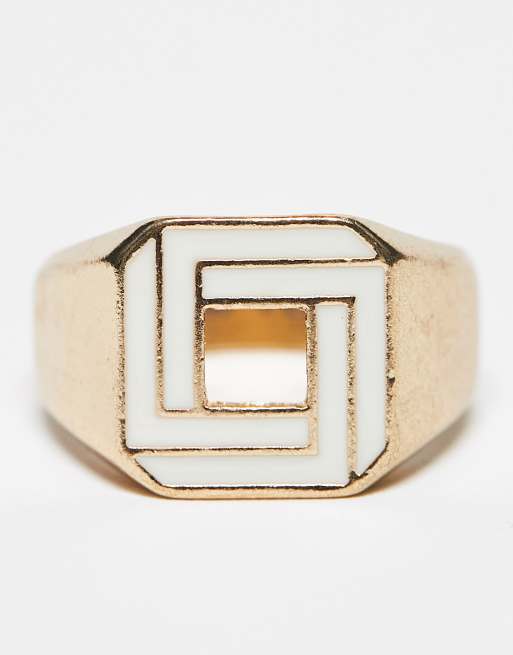 Gold square signet deals ring