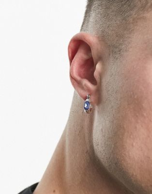 WFTW  stone hoop earring in silver