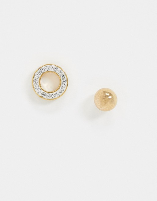 WFTW stud earrings with crystal detail in gold
