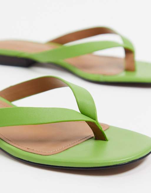 What What Wear - Cali - Sandales plates à entredoigt en cuir - Vert, 3 de 4