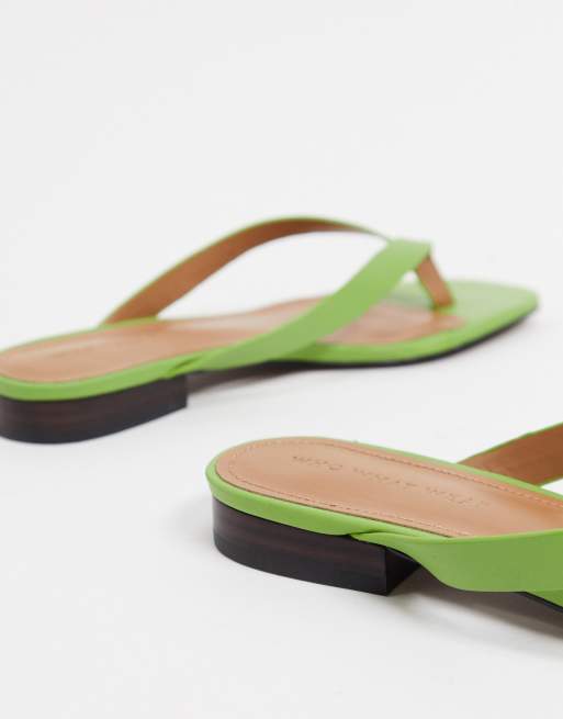 What What Wear - Cali - Sandales plates à entredoigt en cuir - Vert, 4 de 4
