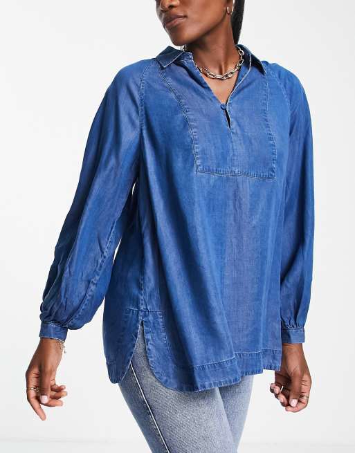 Whistels - Camicia stile grembiule in chambray blu