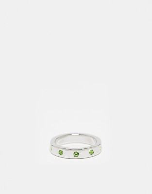 Whistles Whistles 1 pack silver ring with emerald gems-Green