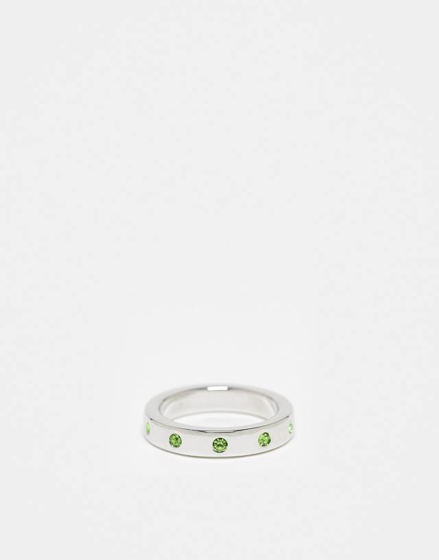 Whistles - 1 pack silver ring with emerald gems