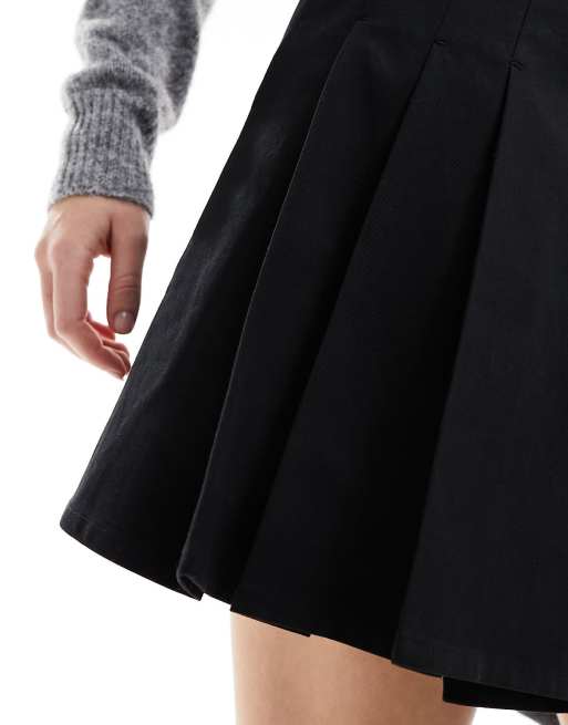 ASOS DESIGN pleated mini skirt in black