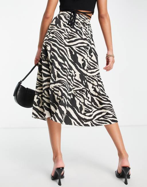 Whistles a line midi skirt in neutral zebra