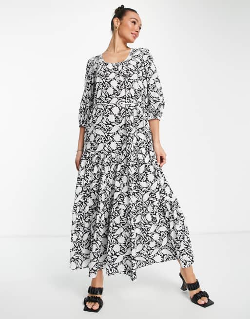 Whistles - Aangerimpelde midi-jurk met grafische print in multi