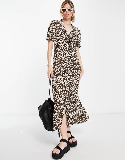 Whistles - Ada - Midi-jurk met dierenprint in bruin