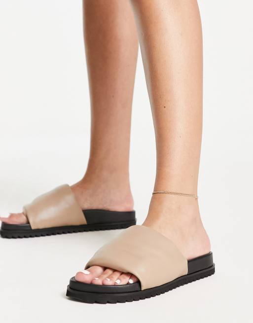 Whistles Aiden padded slider sandals in black/peach