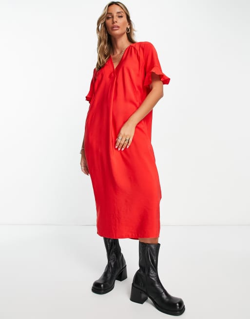 Whistles Alba midi dress in red | ASOS
