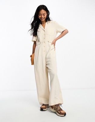Whistles Amee relaxed short sleeve jumpsuit in stone - ASOS Price Checker