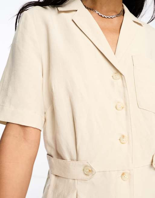 Whistles - Amee - Ruimvallende jumpsuit met korte mouwen in stone, 3 van 4