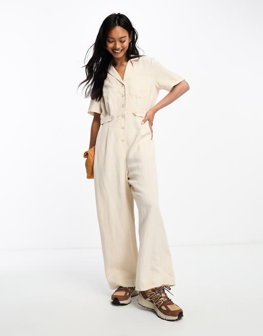 Whistles - Amee - Tuta jumpsuit a maniche corte comoda color pietra