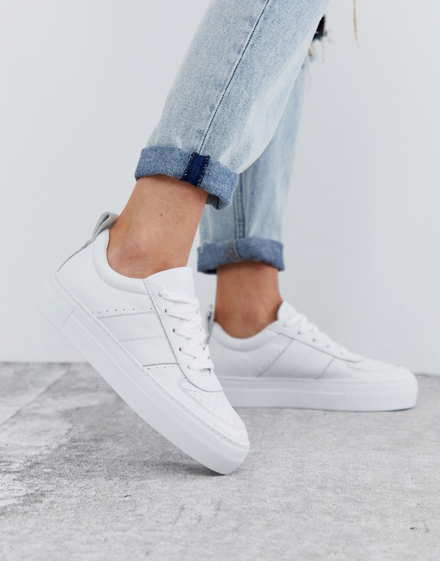 Whistles anna deep sole leather sneaker in white