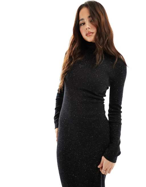 Whistles Annie sparkle knit dress in black | ASOS