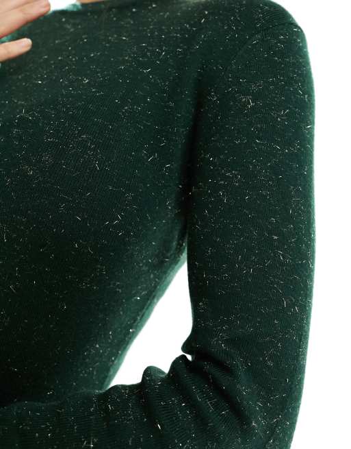 Whistles Annie sparkle knit dress in forest green