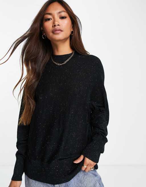 Whistles Annie sparkle knit sweater in black