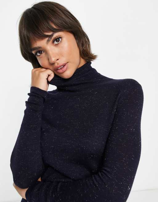 Navy Funnel Neck Knitted Dress, WHISTLES