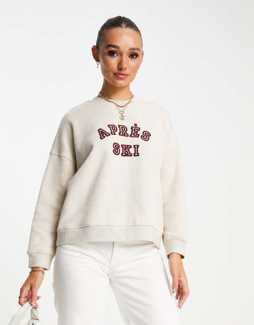 Whistles Apres Ski logo sweatshirt in oatmeal ASOS