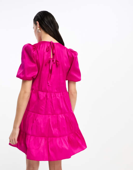 Whistles Aubrey – Gestuftes Mini-Trapezkleid in Pink, 4 von 4