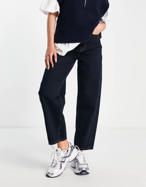 Whistles authentic high waist barrel leg jean in indigo