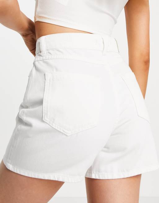 Whistles – Authentic – Jeansshorts in Weiß mit hohem Bund