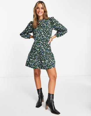 Whistles baby cord floral print smock dress in blues - ASOS Price Checker
