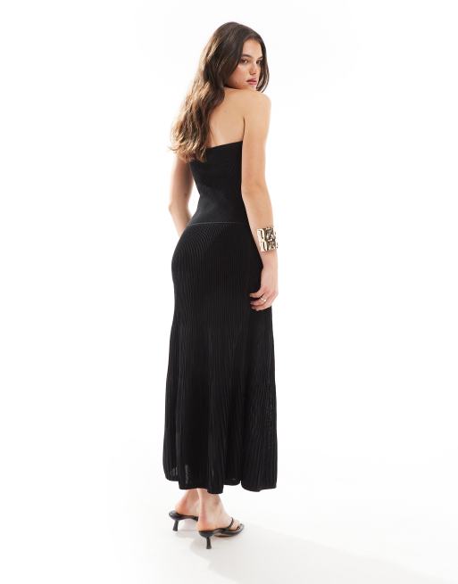 Whistles bandeau knit midi dress in black , 4 of 4