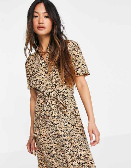 Whistles bark print shirt dress in brown, 3 of 4